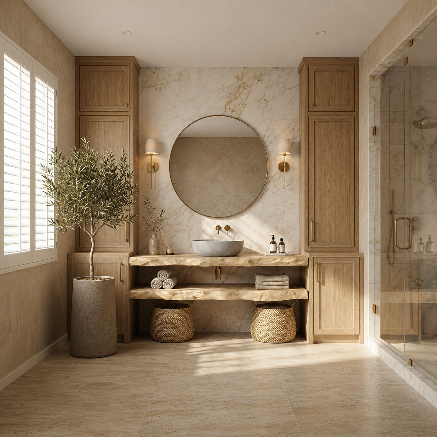 Mediterranean Floating Bathroom Vanity For Bathroom - product view 3