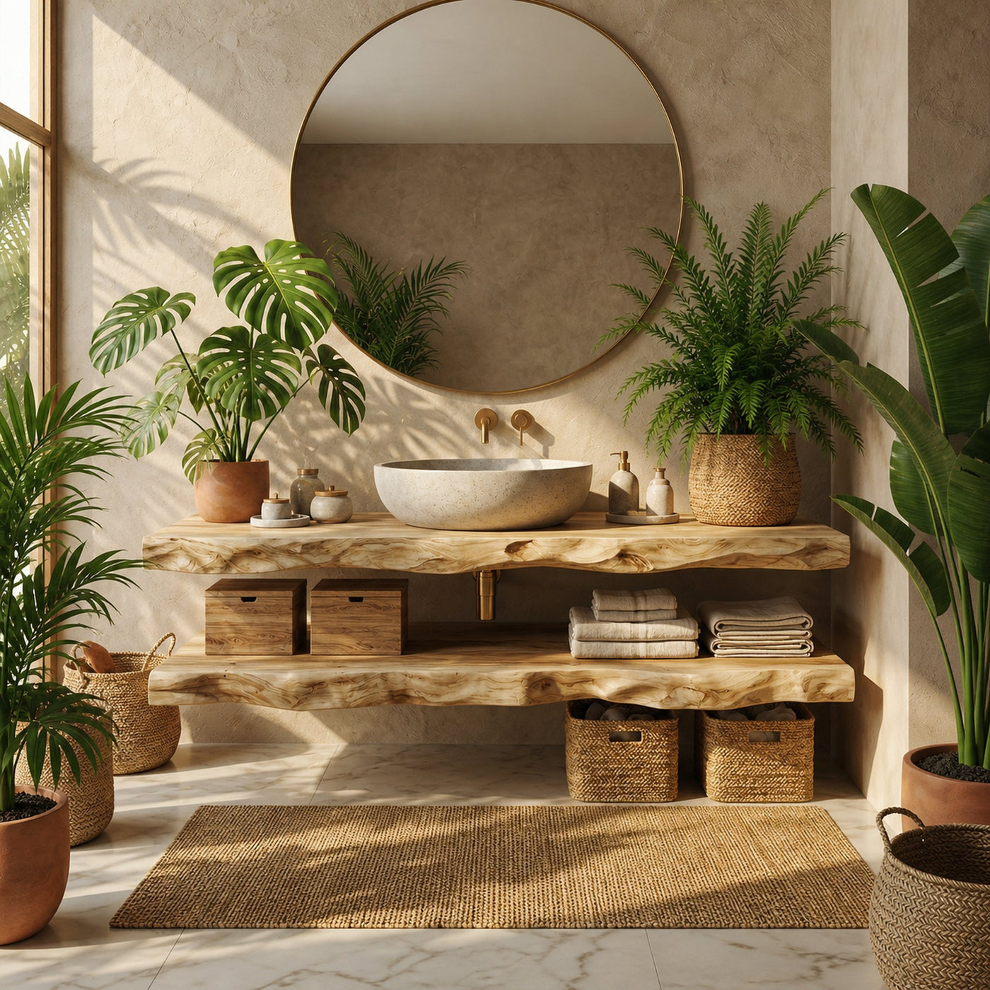 Mediterranean Floating Bathroom Vanity For Bathroom - product view 4