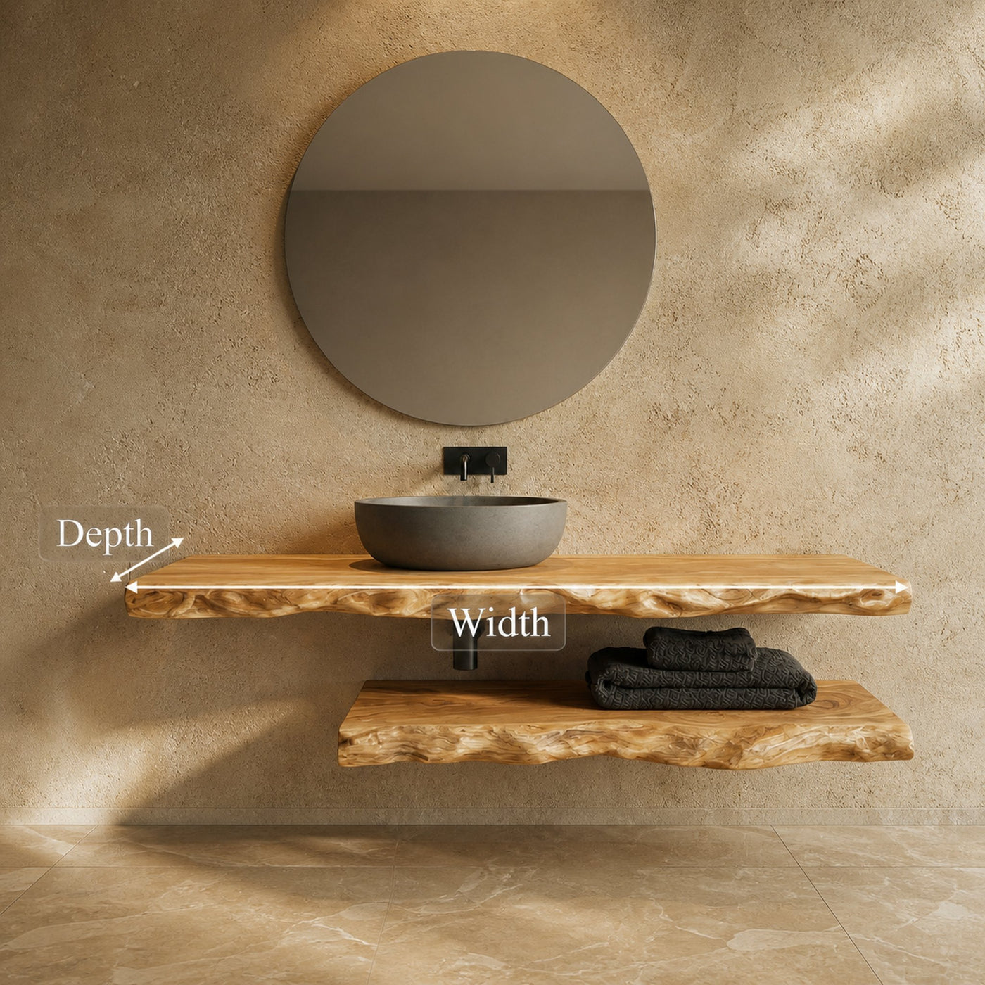 Mediterranean Live Edge Bathroom Vanity For Bathroom And Vanity Wall - product view 6