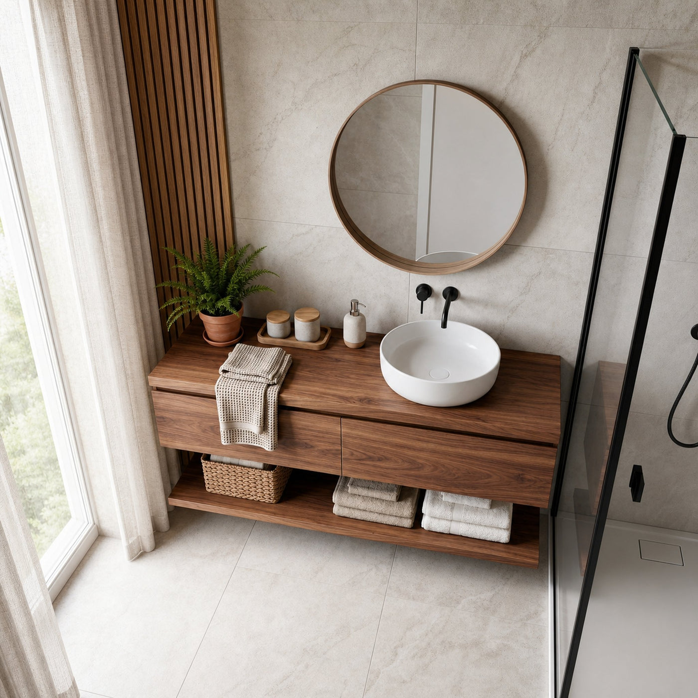 Mid Century Bathroom Vanity Cabinet for Small Bathroom Spaces - product view 2