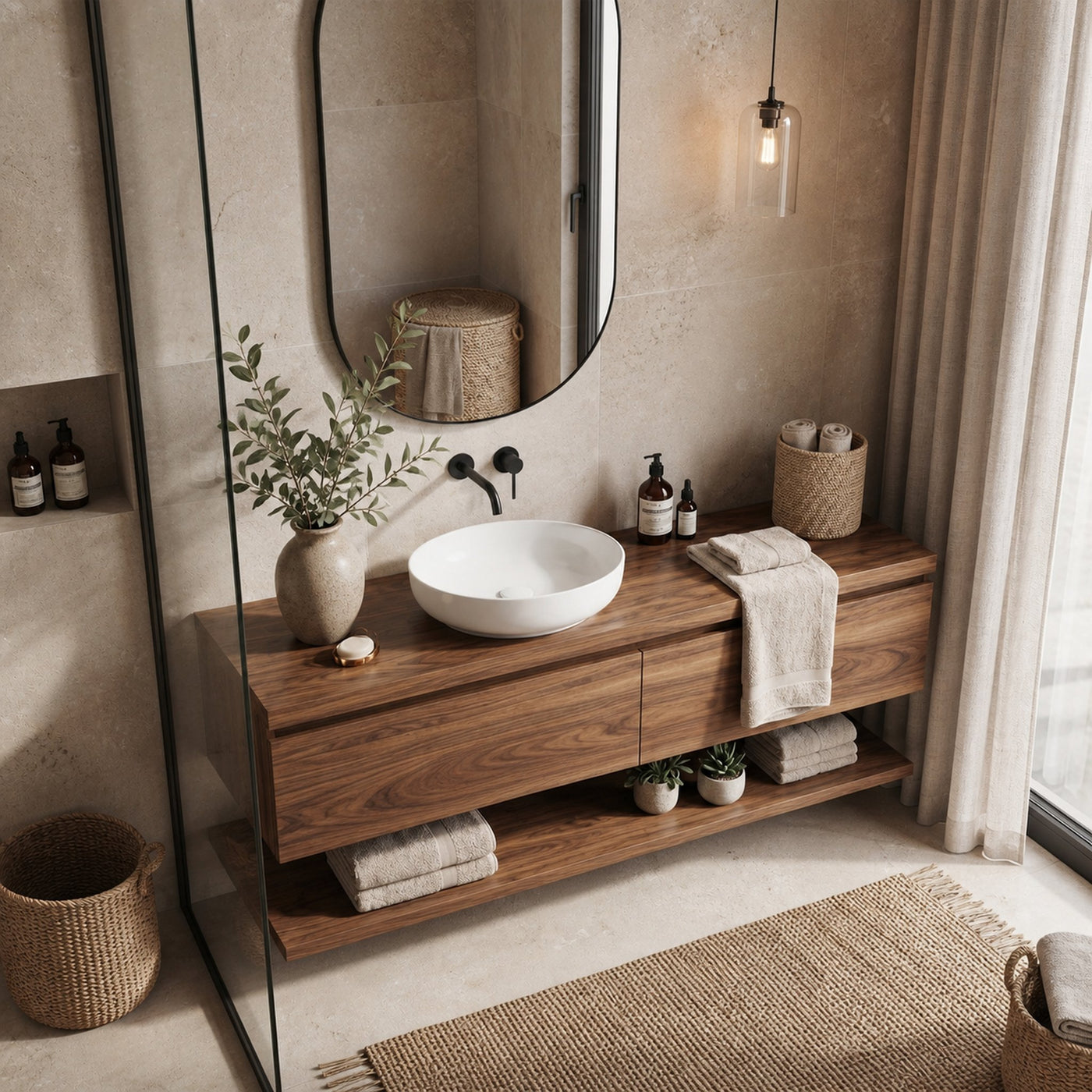 Mid Century Bathroom Vanity Cabinet for Small Bathroom Spaces - product view 3