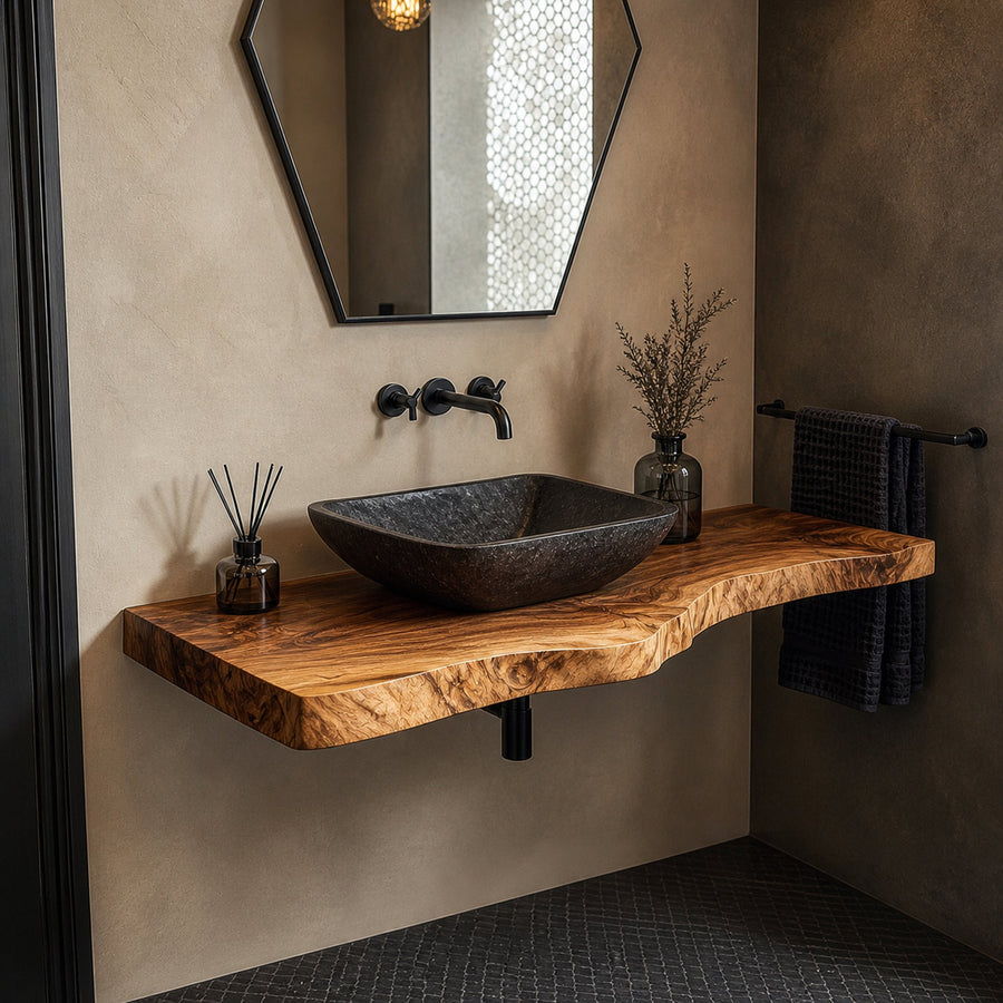 Mid Century Bathroom Vanity Shelf Contemporary Bathroom Decor