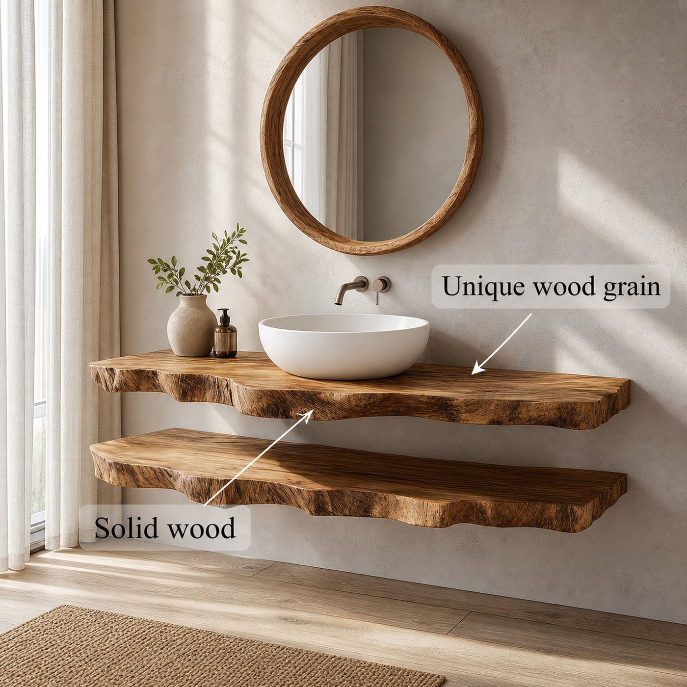 Mid Century Bathroom Vanity Shelf Elegant Wood Bathroom Look - product view 3
