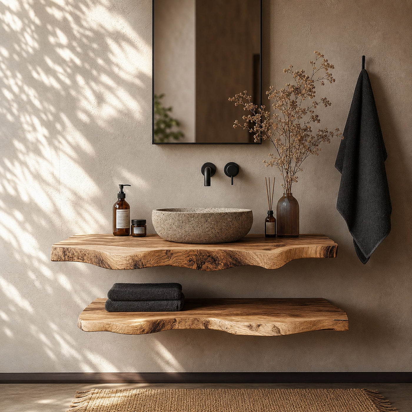 Mid Century Bathroom Vanity Shelf Minimalist Wood Bathroom Decor - product view 2