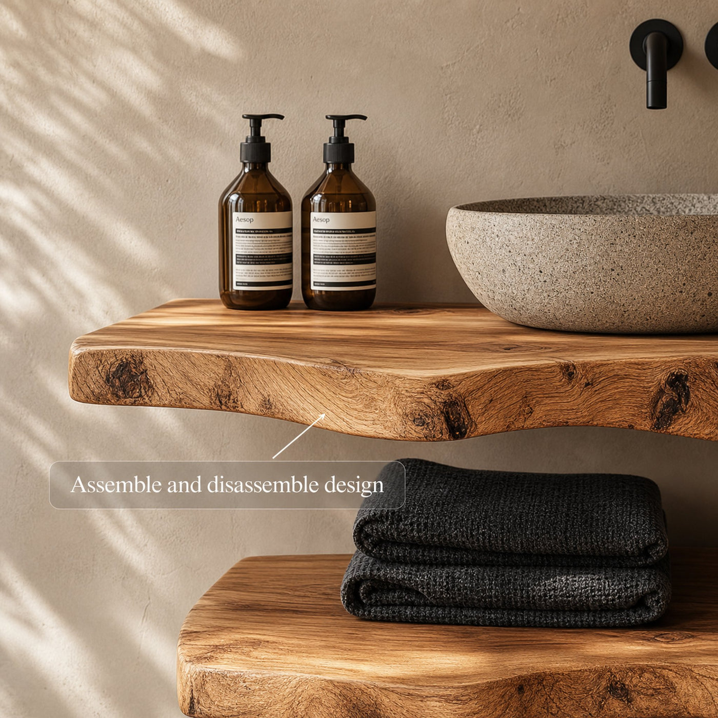 Mid Century Bathroom Vanity Shelf Minimalist Wood Bathroom Decor - product view 3