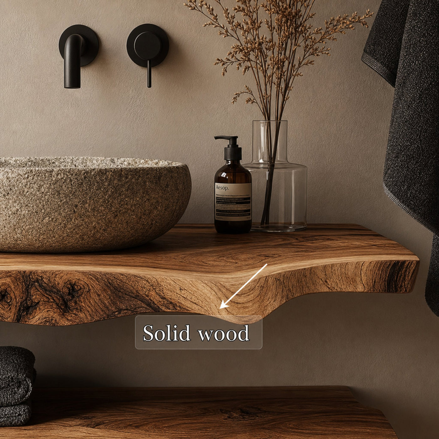 Mid Century Bathroom Vanity Shelf Minimalist Wood Bathroom Decor - product view 4