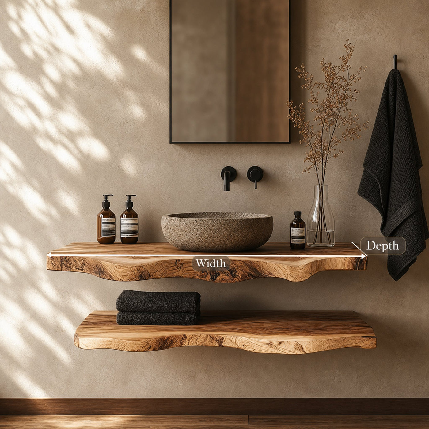 Mid Century Bathroom Vanity Shelf Minimalist Wood Bathroom Decor - product view 5
