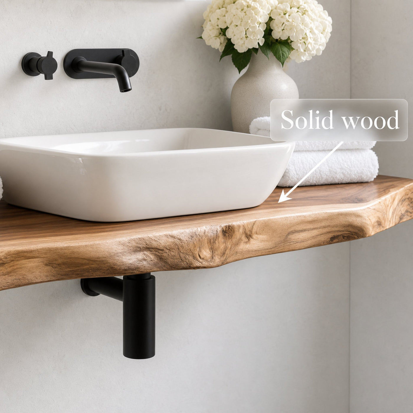 Mid Century Bathroom Vanity Shelf Natural Wood Bathroom Style - product view 2