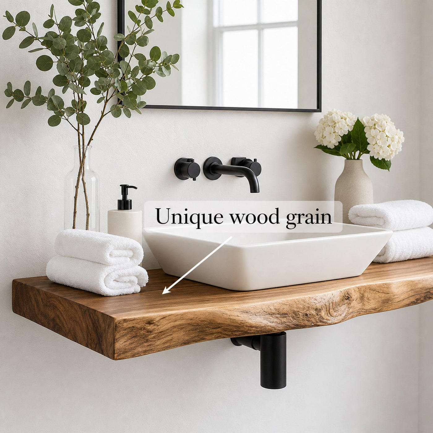 Mid Century Bathroom Vanity Shelf Natural Wood Bathroom Style - product view 4