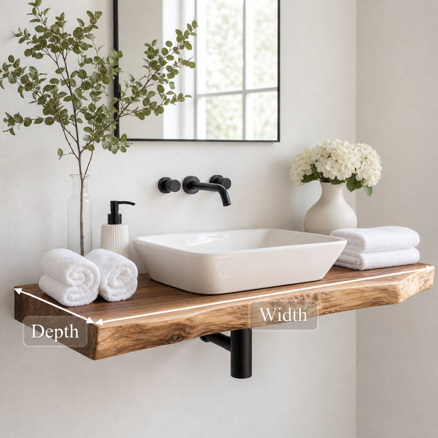 Mid Century Bathroom Vanity Shelf Natural Wood Bathroom Style - product view 5
