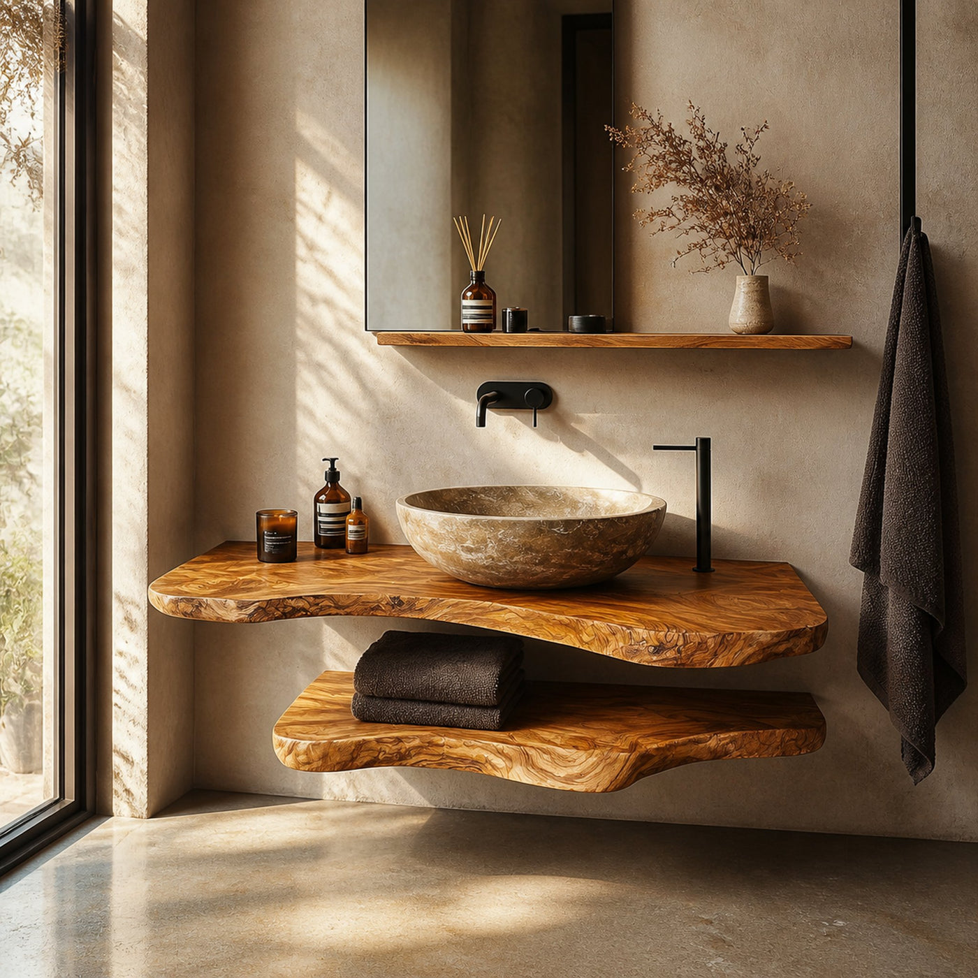 Mid Century Bathroom Vanity Shelf Solid Wood Bathroom Design - product view 2