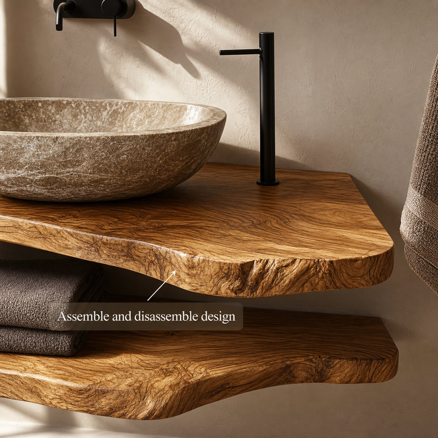 Mid Century Bathroom Vanity Shelf Solid Wood Bathroom Design - product view 4