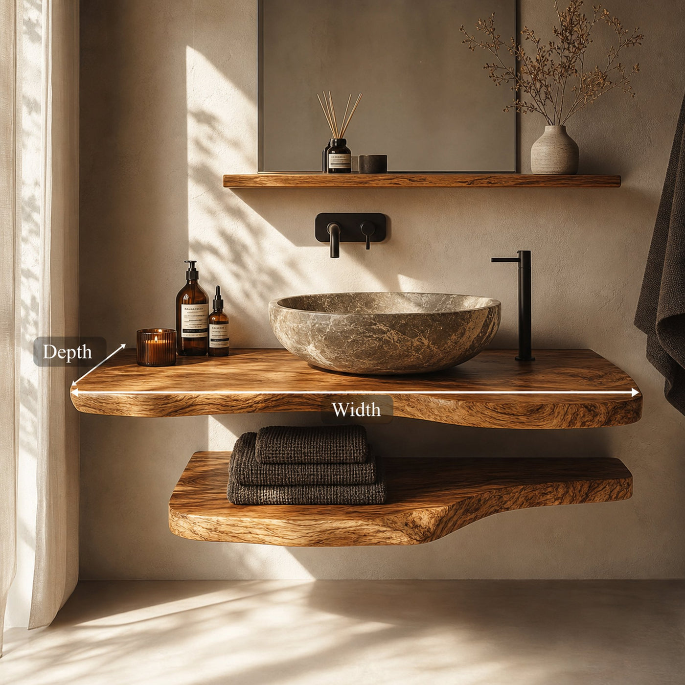 Mid Century Bathroom Vanity Shelf Solid Wood Bathroom Design - product view 5