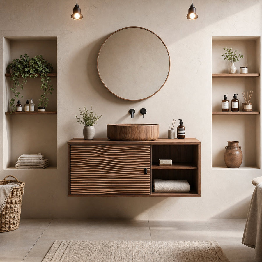 Mid Century Cabinet Bathroom Vanity Floating Wood Bathroom