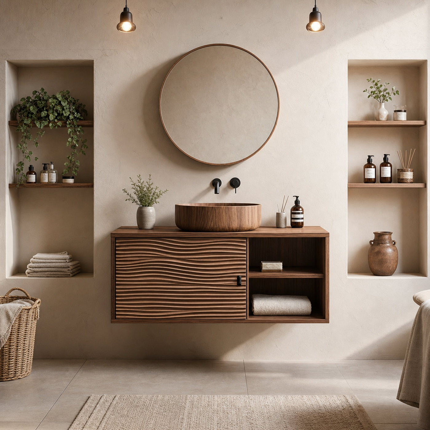 Mid Century Cabinet Bathroom Vanity Floating Wood Bathroom