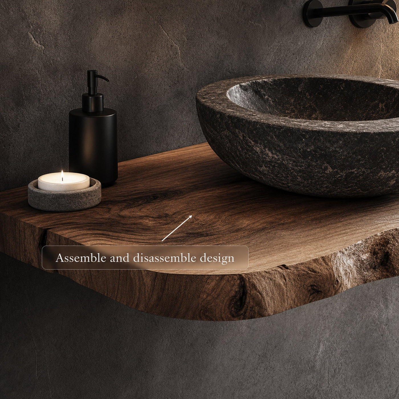 Mid Century Floating Vanity Countertop Bathroom - product view 3