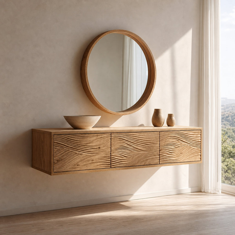 Mid Century Floating Vanity Storage Bathroom