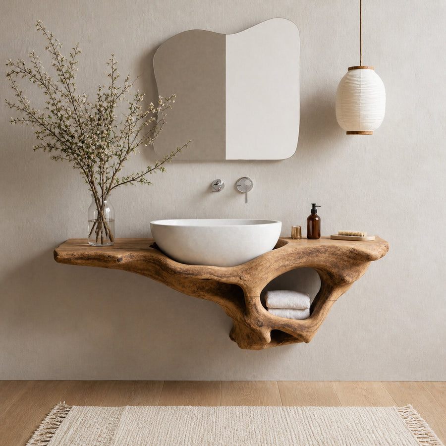 Mid Century Live Edge Vanity Bathroom Decor Accents