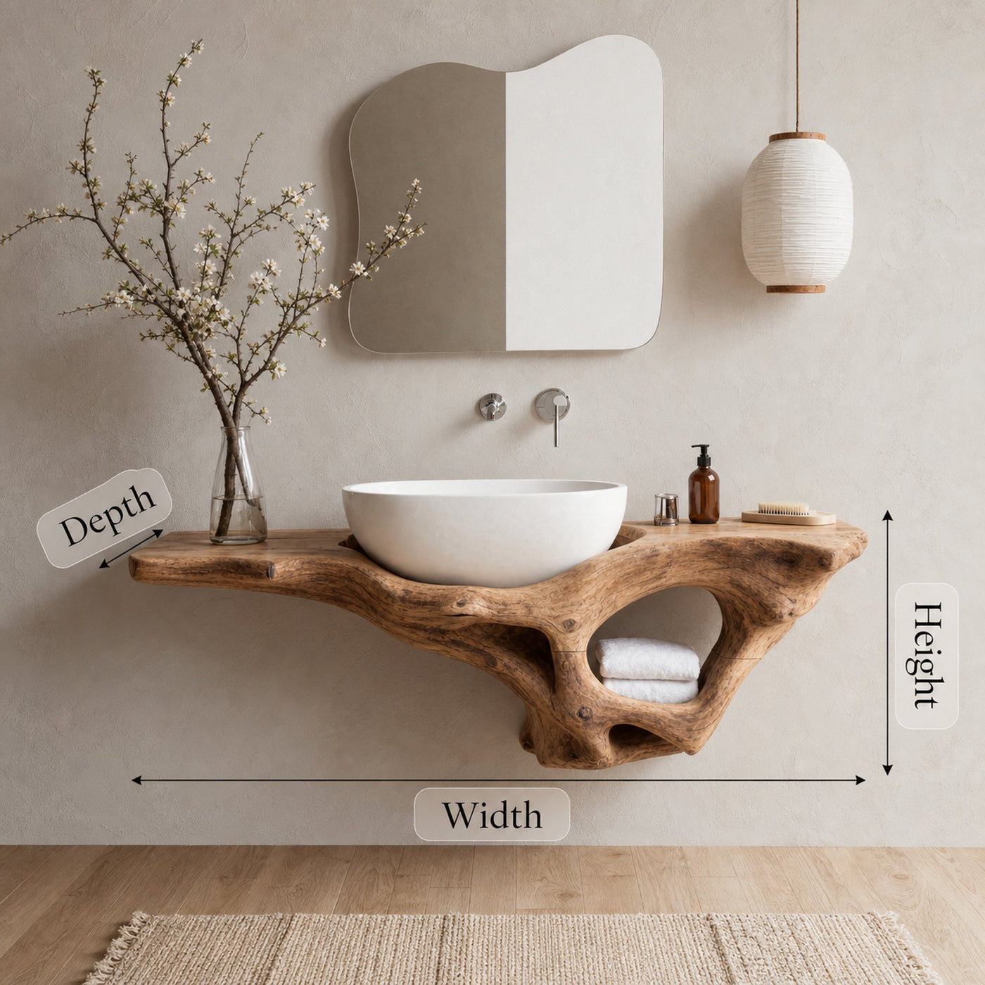 Mid Century Live Edge Vanity Bathroom Decor Accents - product view 6