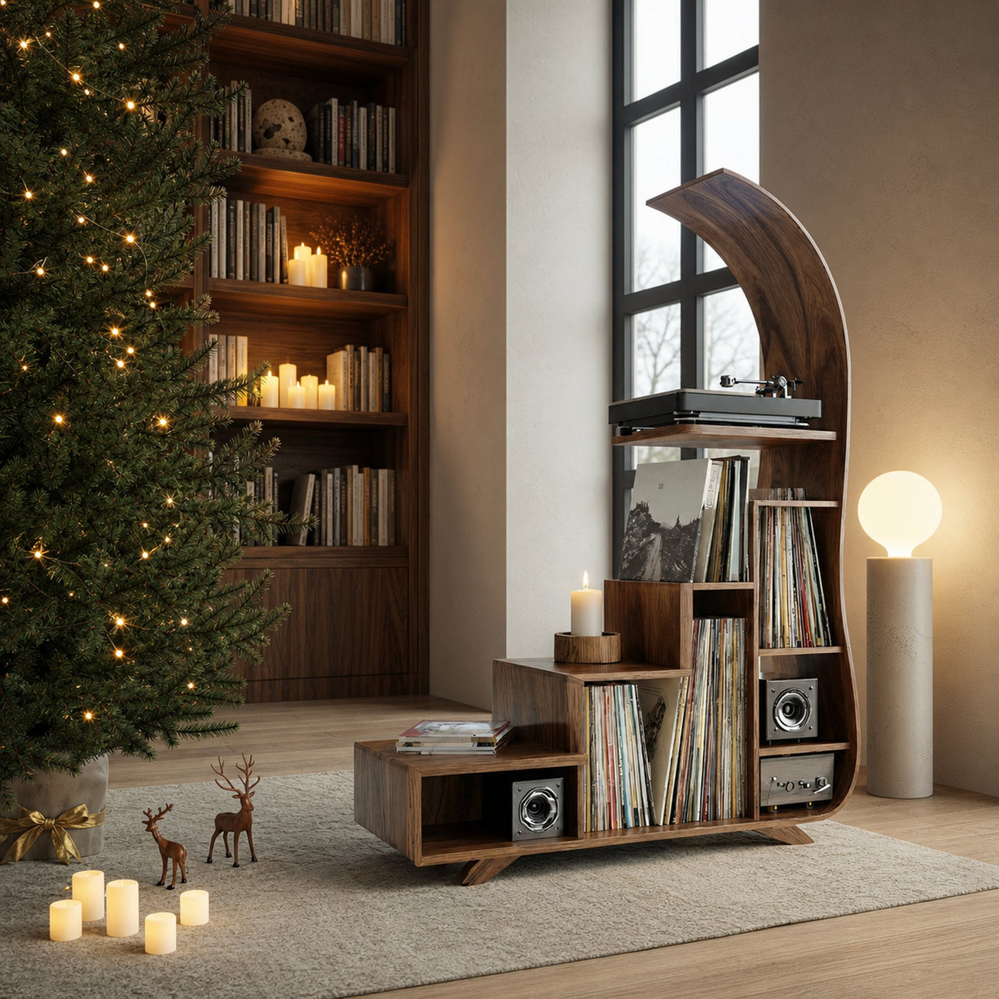 Mid Century Record Stand For Furniture Decor Holiday Edition - product view 6