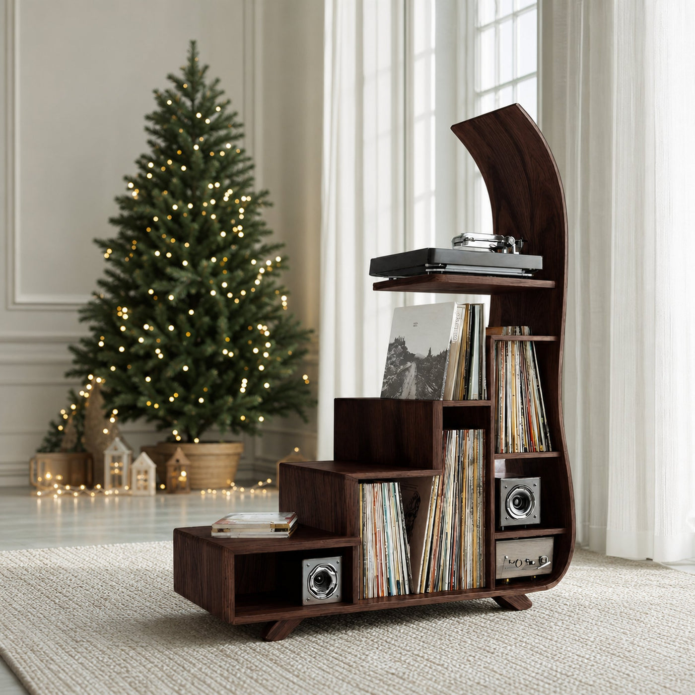 Mid Century Record Stand For Furniture Decor Holiday Edition - product view 7