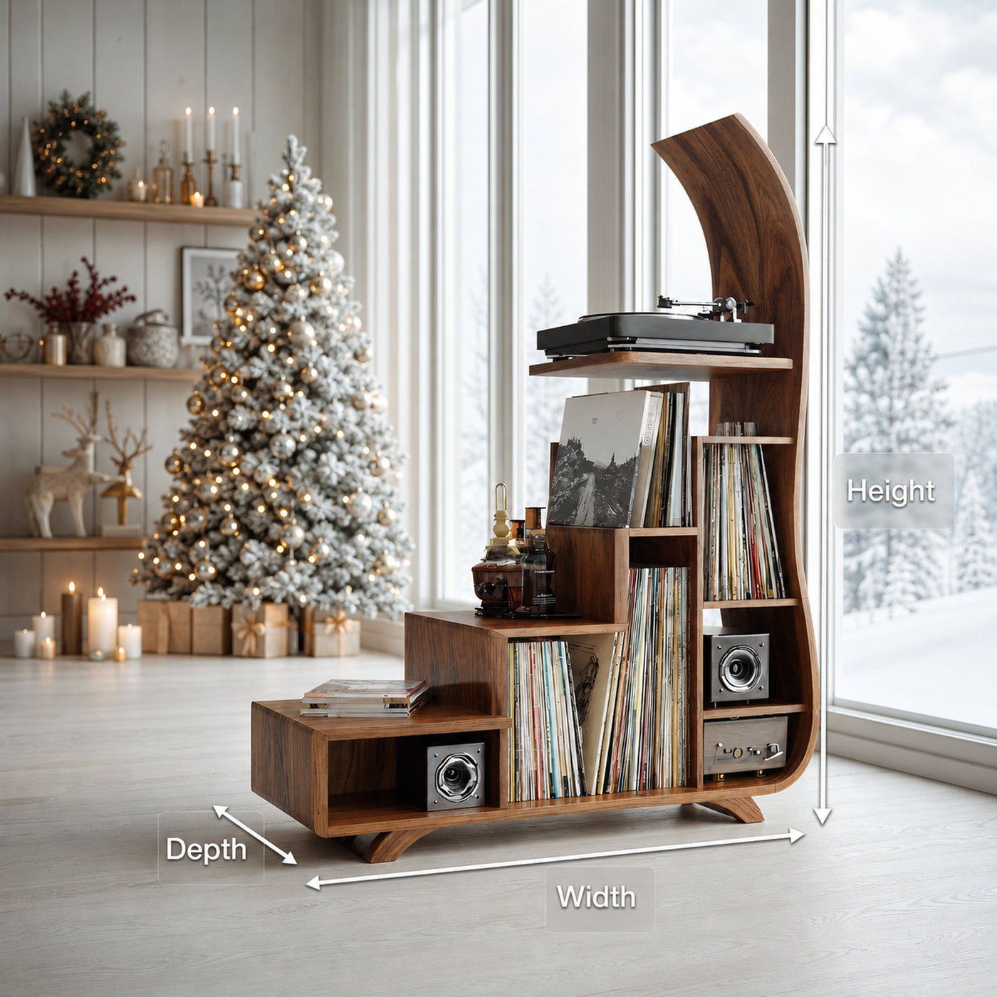Mid Century Record Stand For Furniture Decor Holiday Edition - product view 8