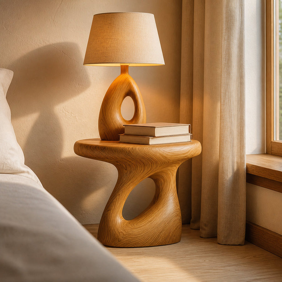 Mid Century Sculptural Bedside Table Bedroom