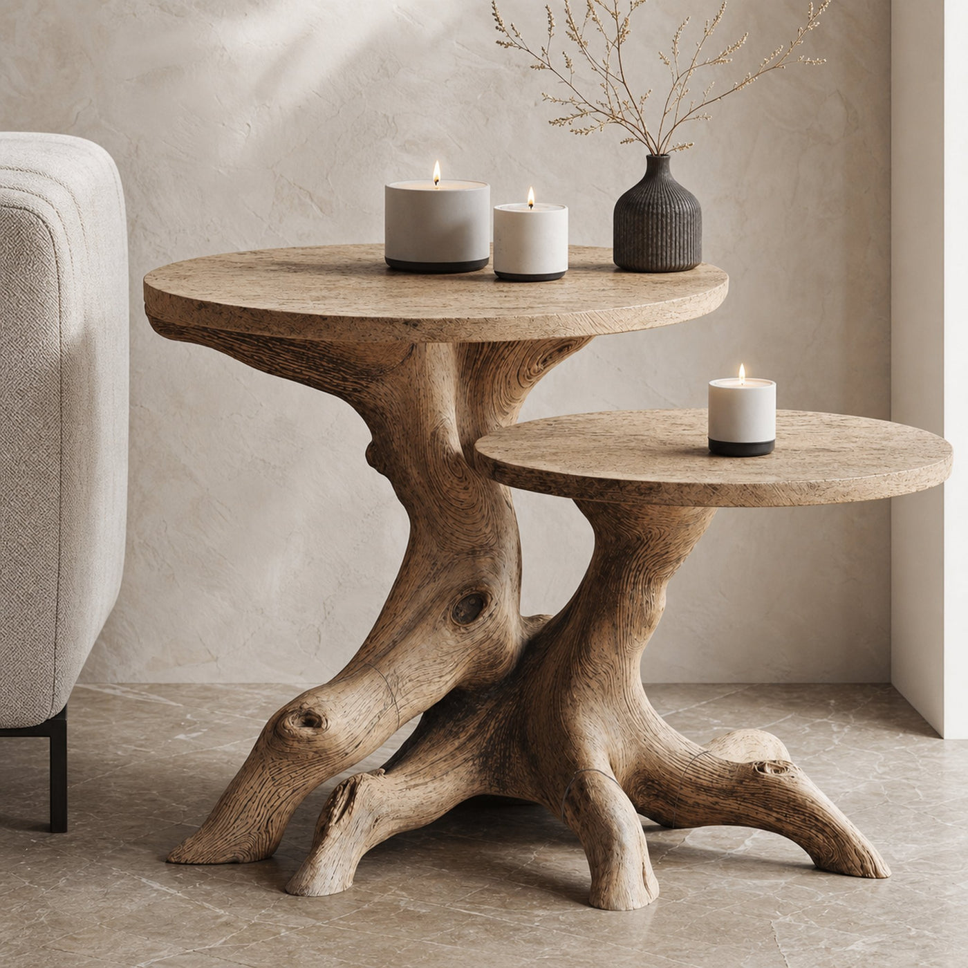 Mid Century Solid Wood End Table For Living Room