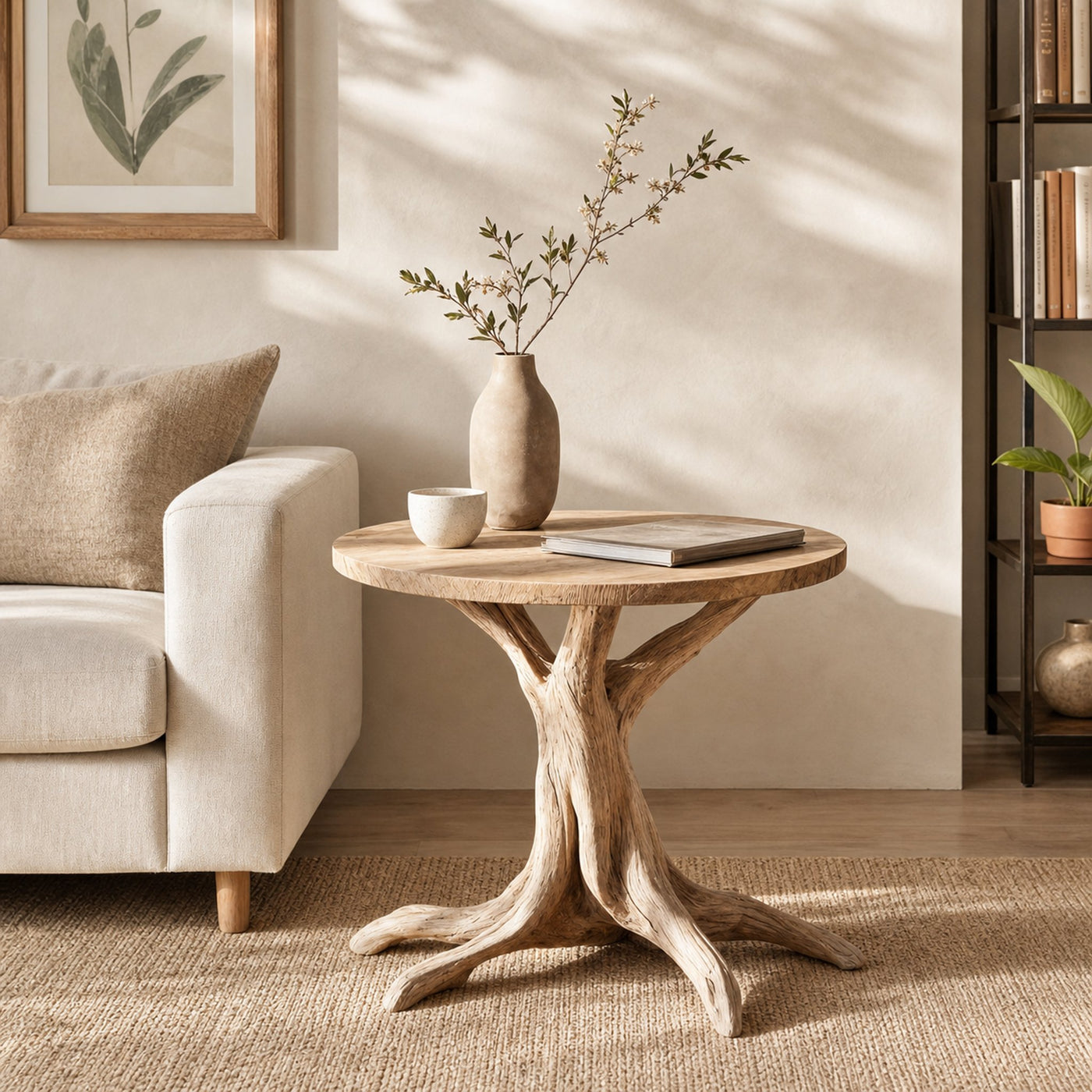 Mid Century Solid Wood End Table For Living Room Decor And Display