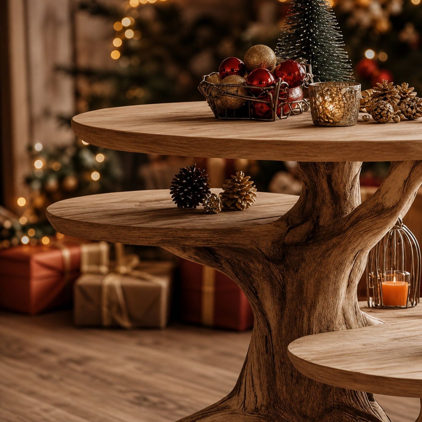 Mid Century Solid Wood End Table For Living Room Winter Holiday Style - product view 3
