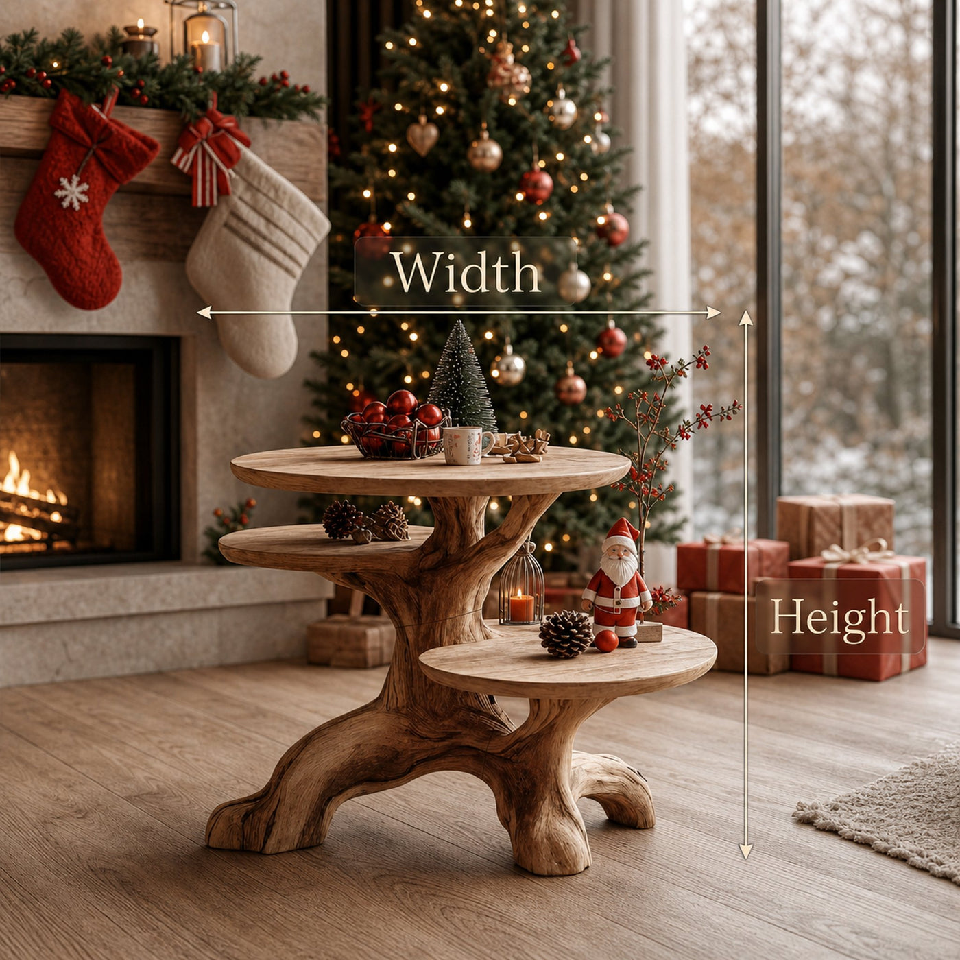 Mid Century Solid Wood End Table For Living Room Winter Holiday Style - product view 6