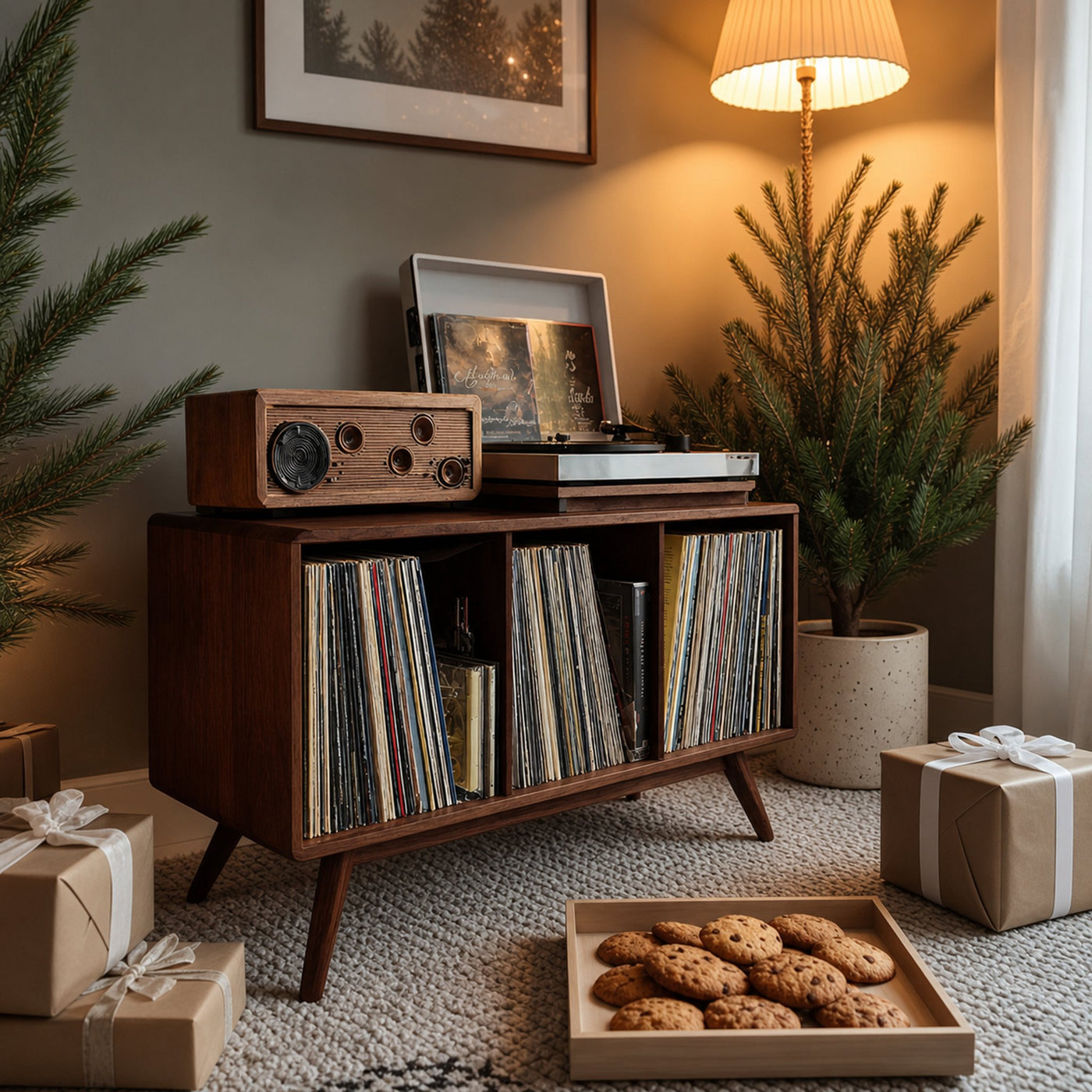 Mid Century Solid Wood Record Stand For Furniture Christmas - product view 7