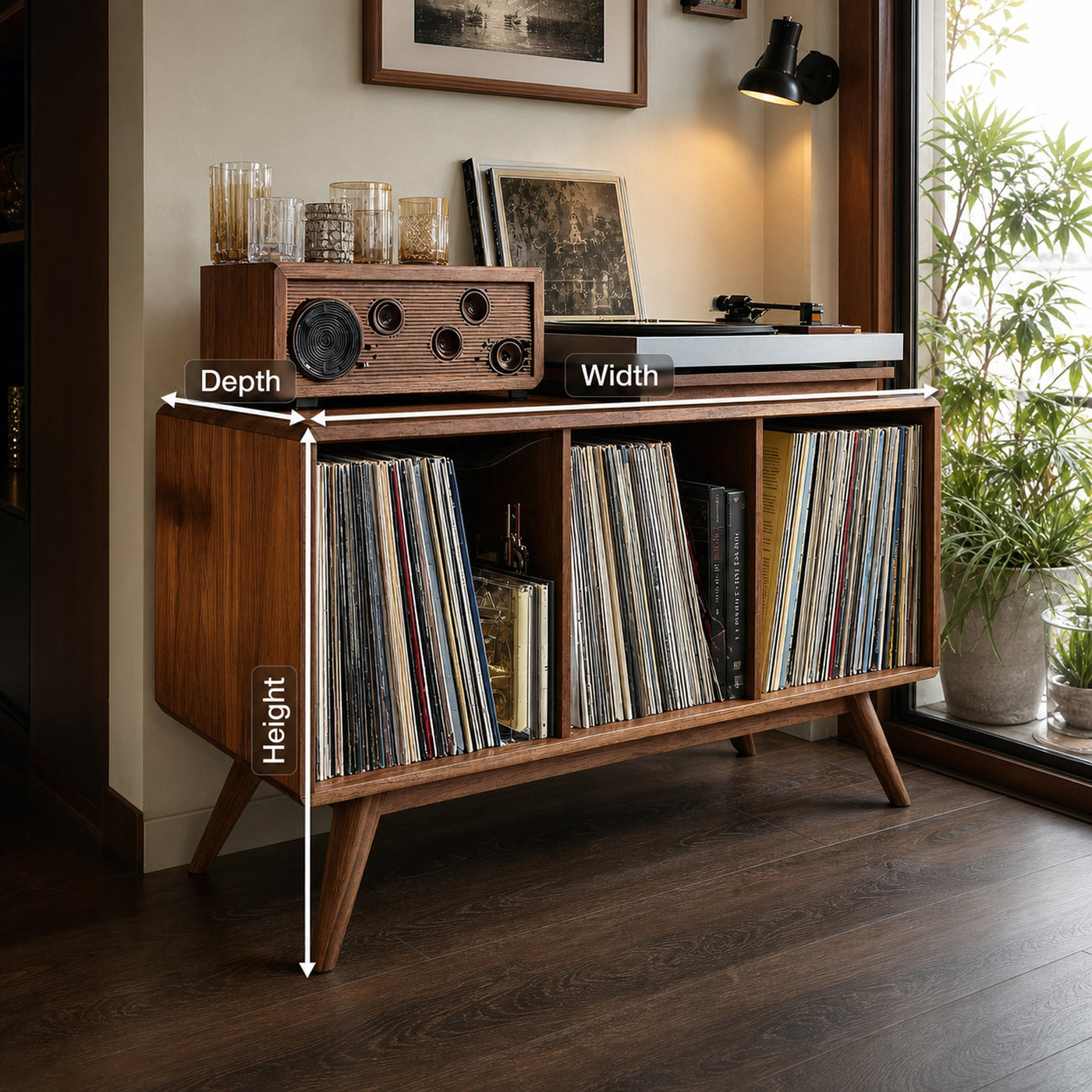 Mid Century Solid Wood Record Stand For Furniture Christmas - product view 8
