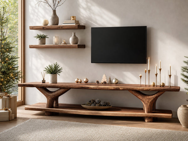 Mid Century Solid Wood TV Console For Christmas Bedroom And Entryway