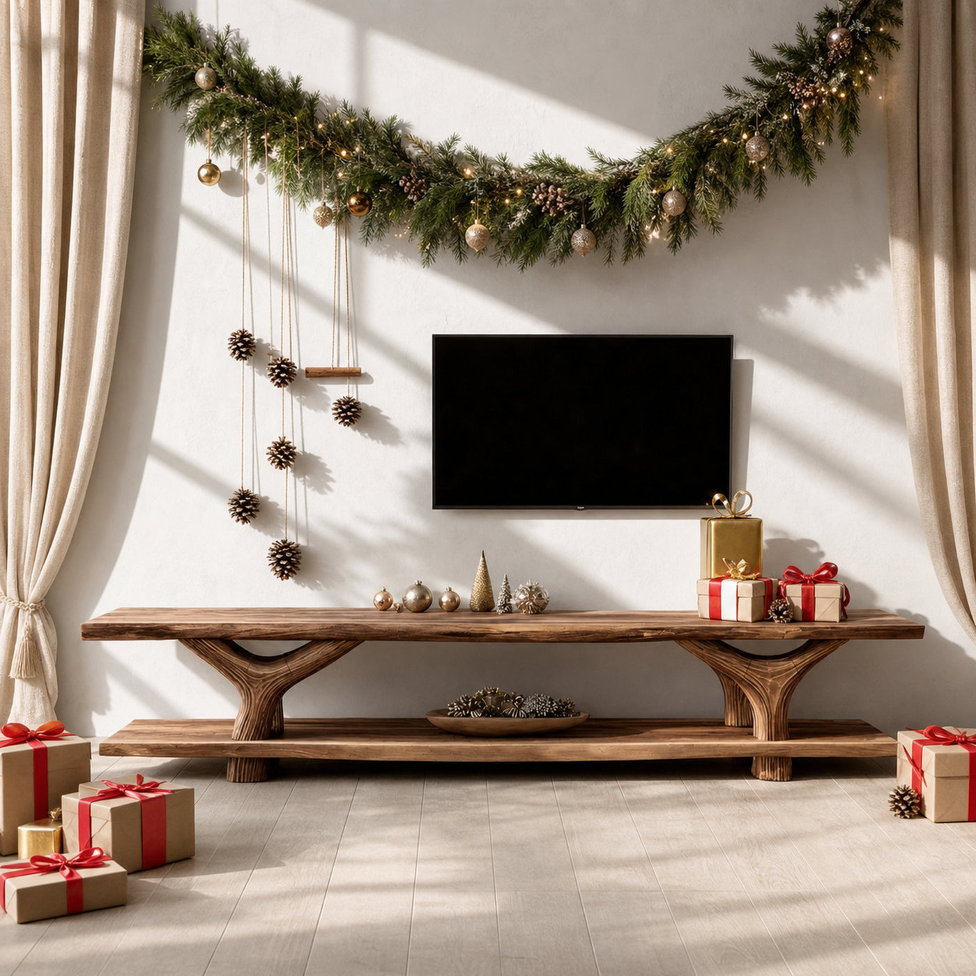 Mid Century Solid Wood TV Console For Christmas Bedroom And Entryway - product view 6