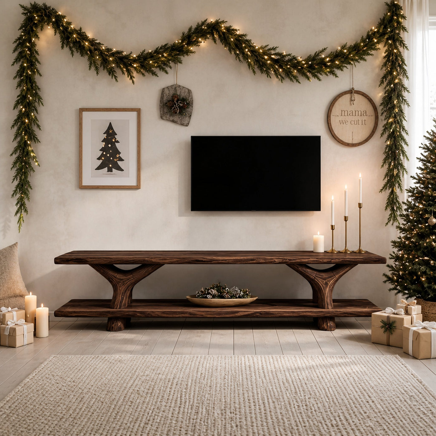 Mid Century Solid Wood TV Console For Christmas Bedroom And Entryway - product view 7