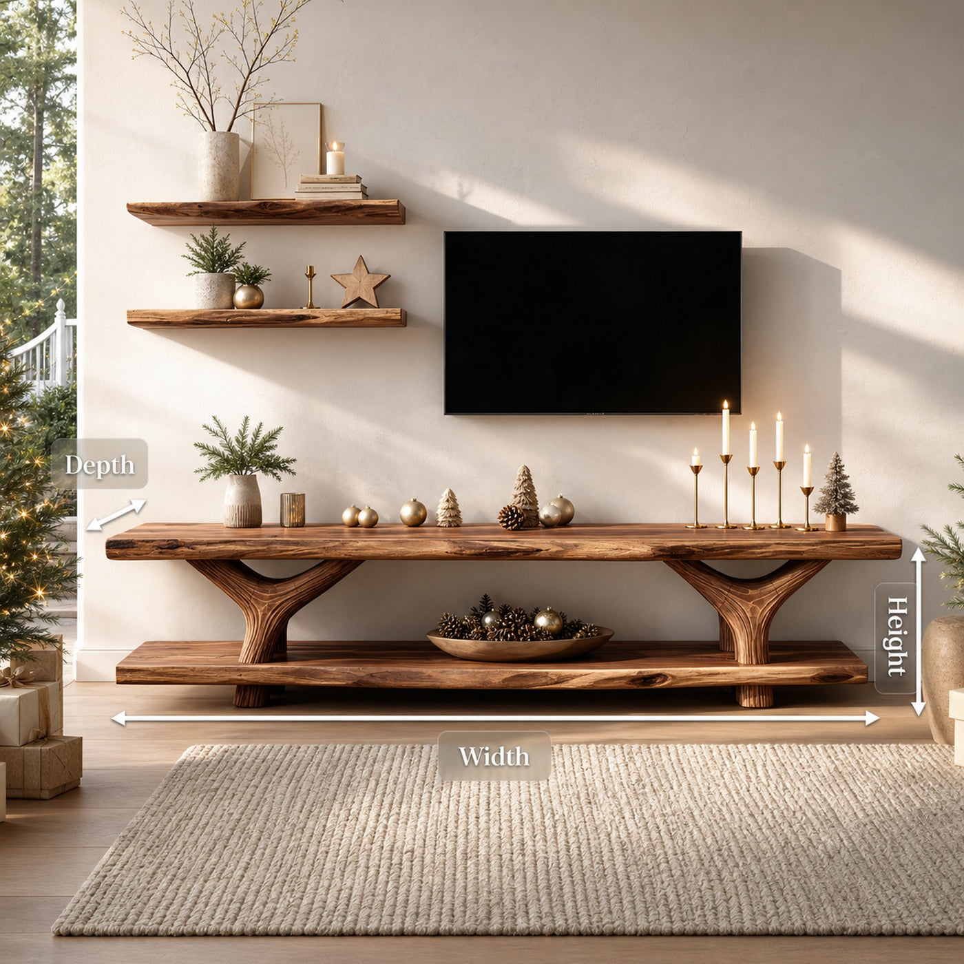 Mid Century Solid Wood TV Console For Christmas Bedroom And Entryway - product view 8