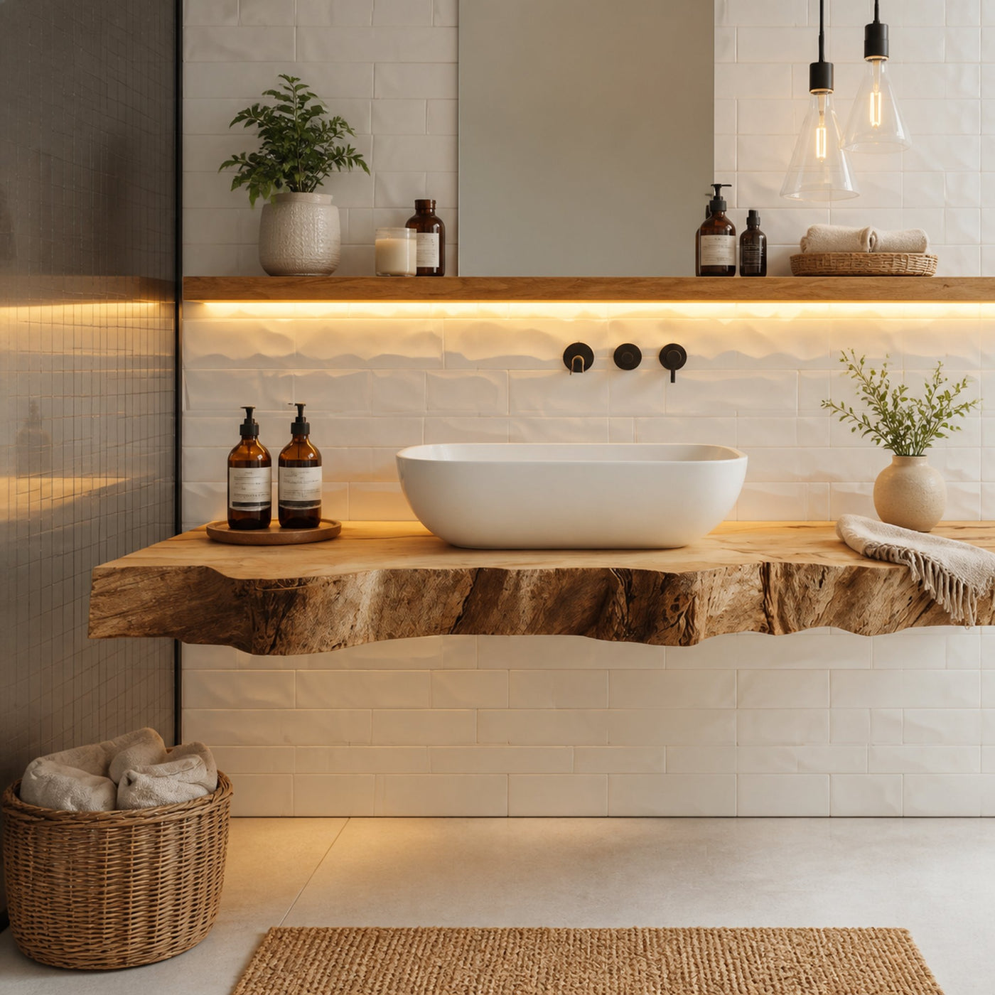 Mid Century Solid Wood Vanity Bathroom Decor Ideas - product view 2