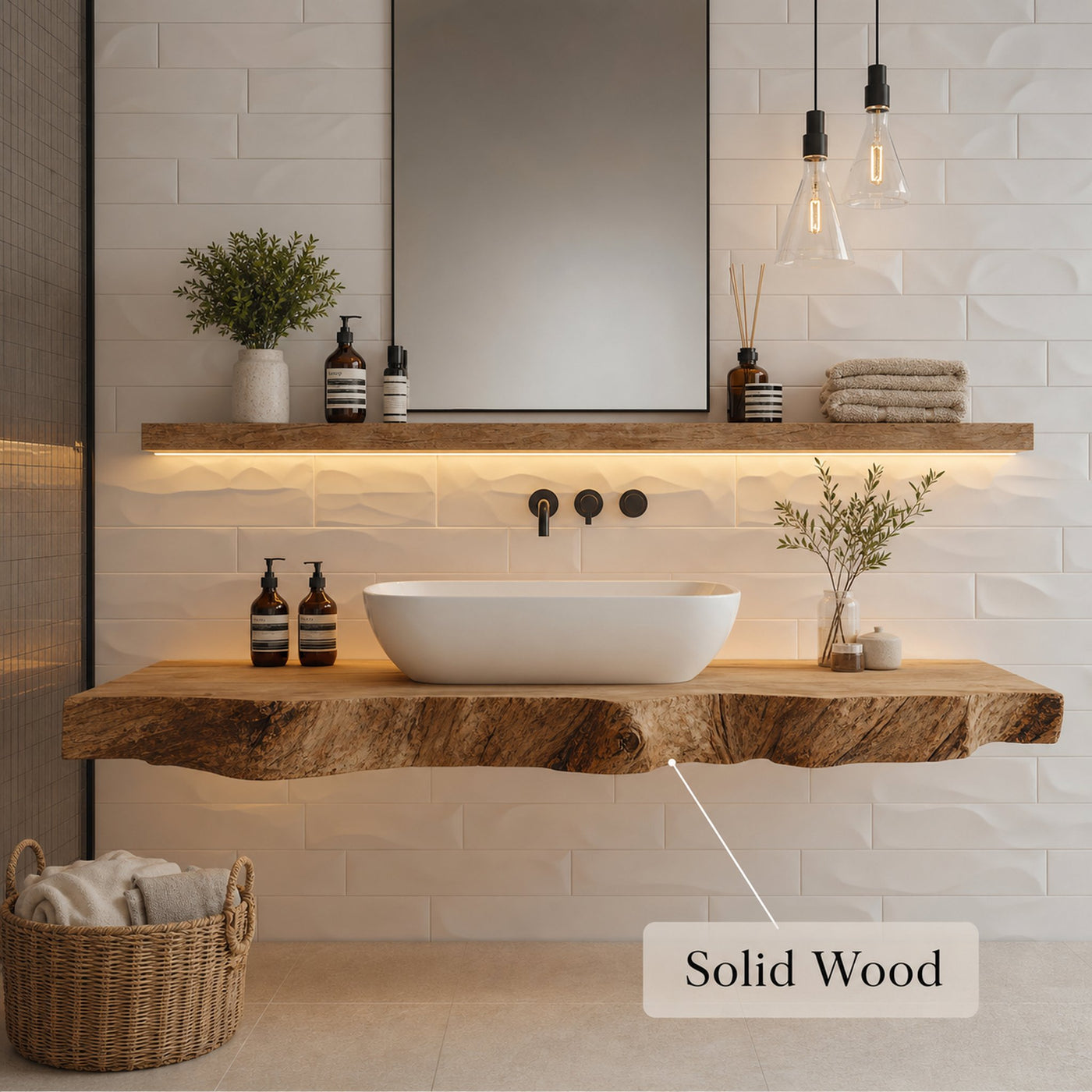 Mid Century Solid Wood Vanity Bathroom Decor Ideas - product view 4