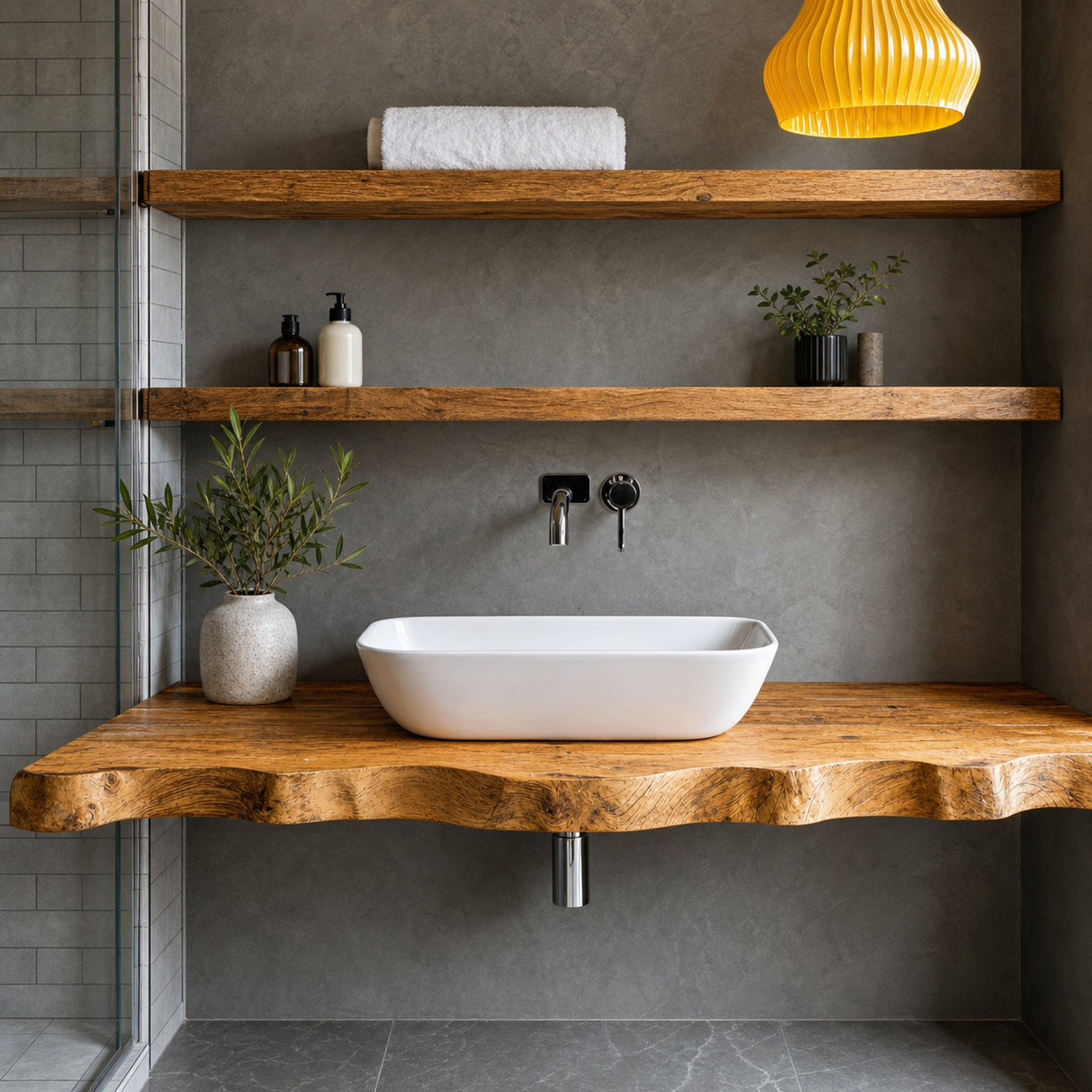Mid Century Solid Wood Vanity Bathroom Furniture