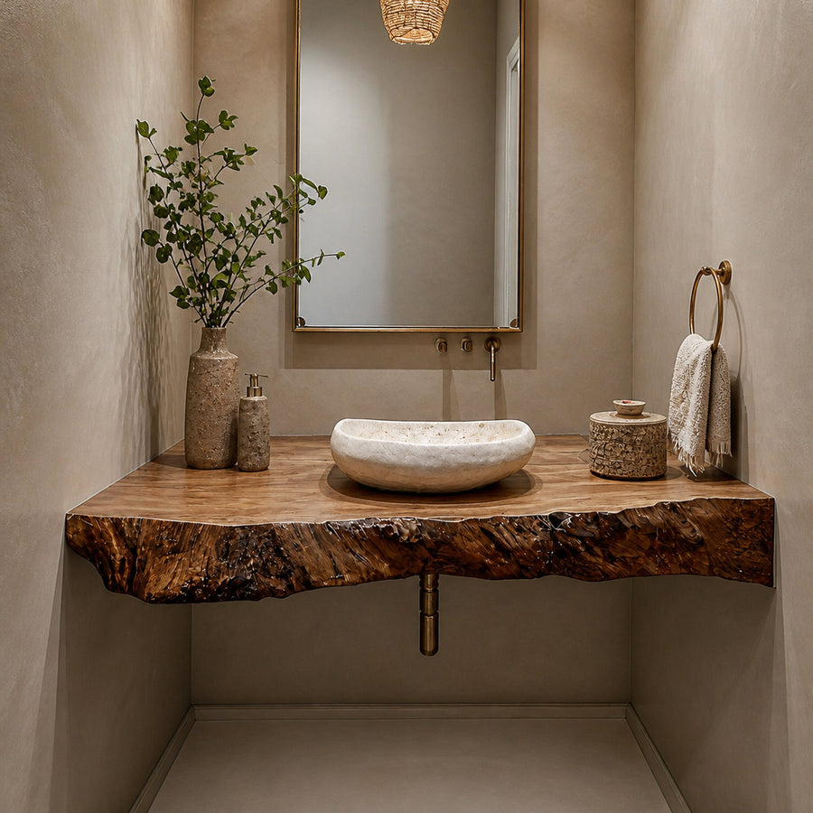 Mid Century Solid Wood Vanity Bathroom Remodel