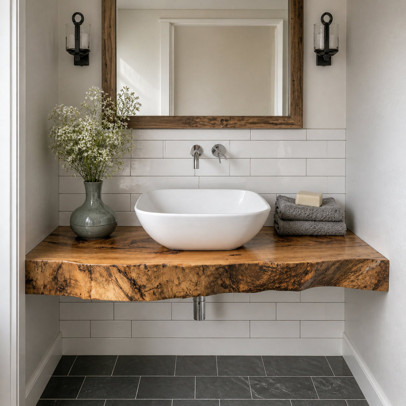 Mid Century Solid Wood Vanity Bathroom Style - product view 2