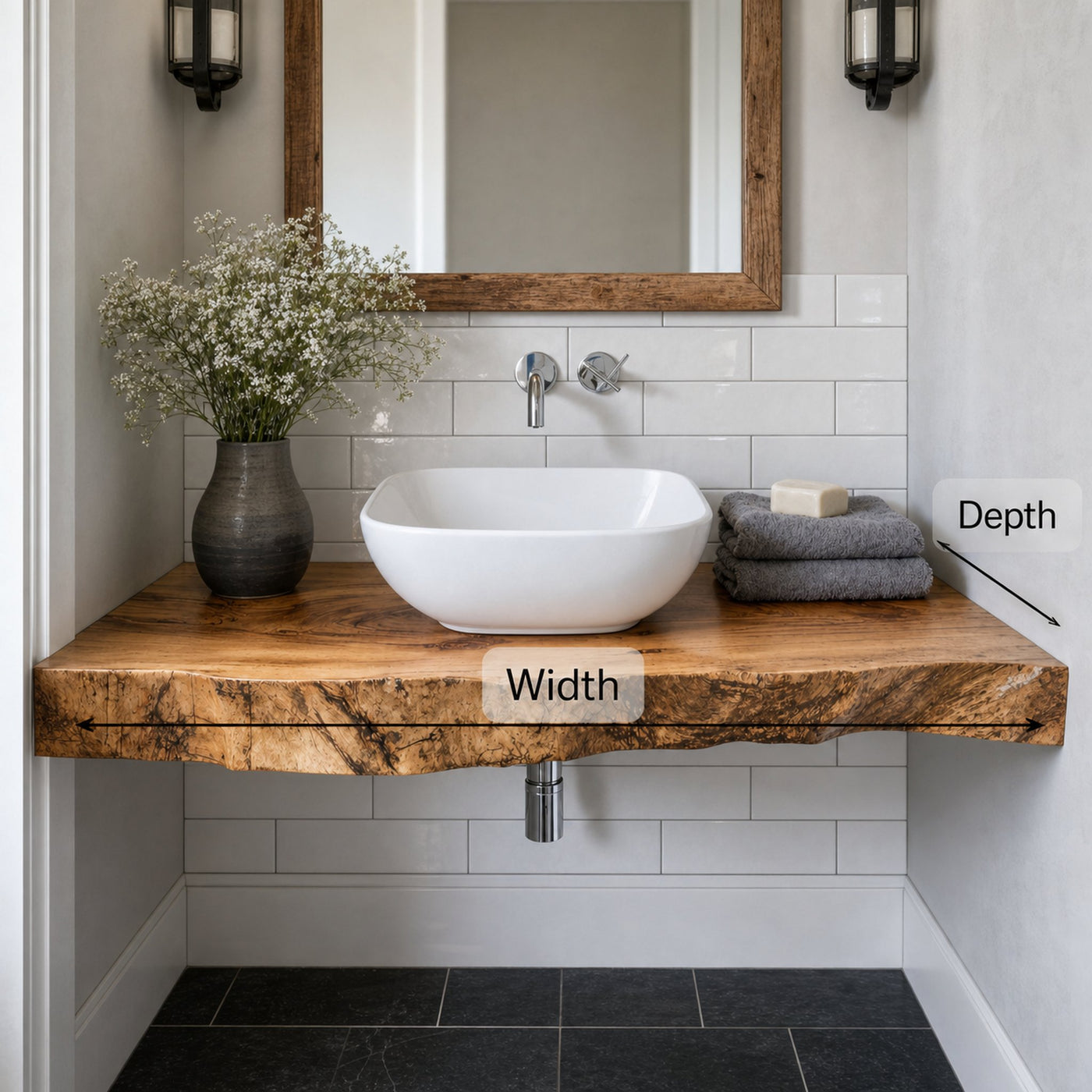 Mid Century Solid Wood Vanity Bathroom Style - product view 3