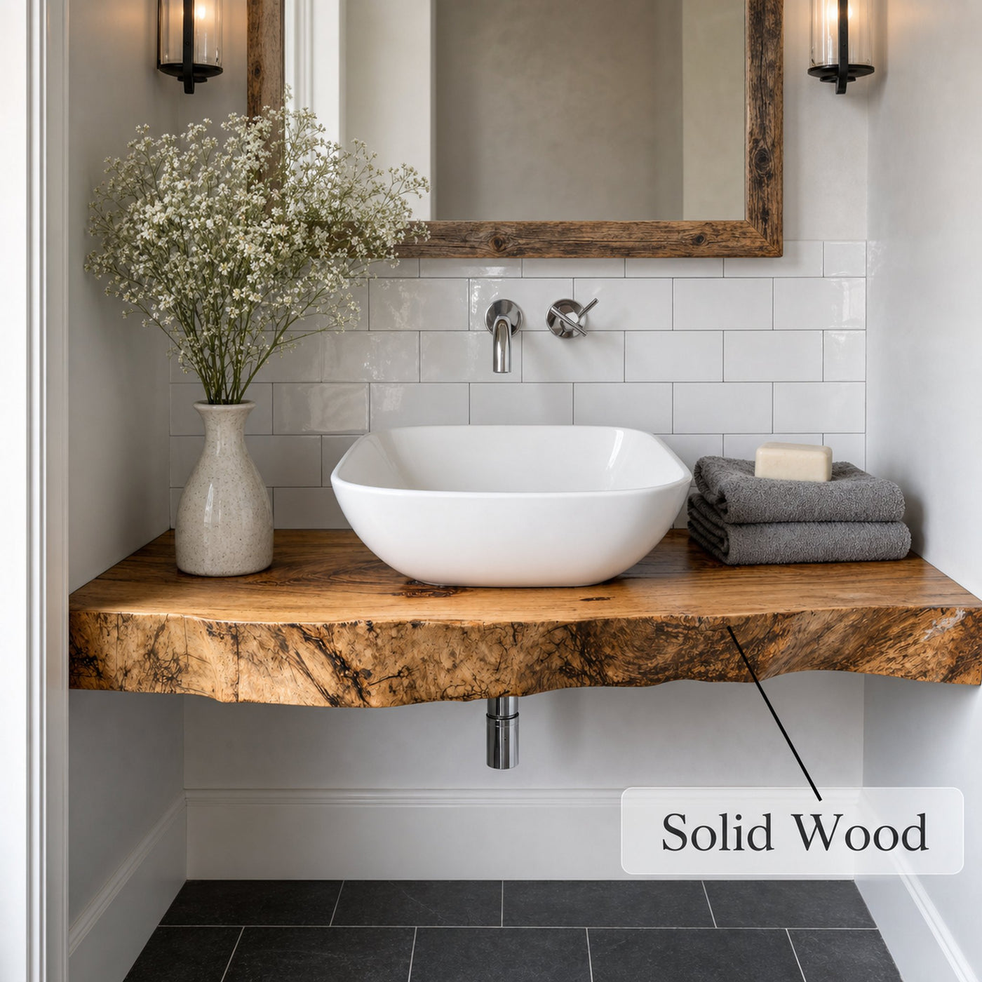 Mid Century Solid Wood Vanity Bathroom Style - product view 4