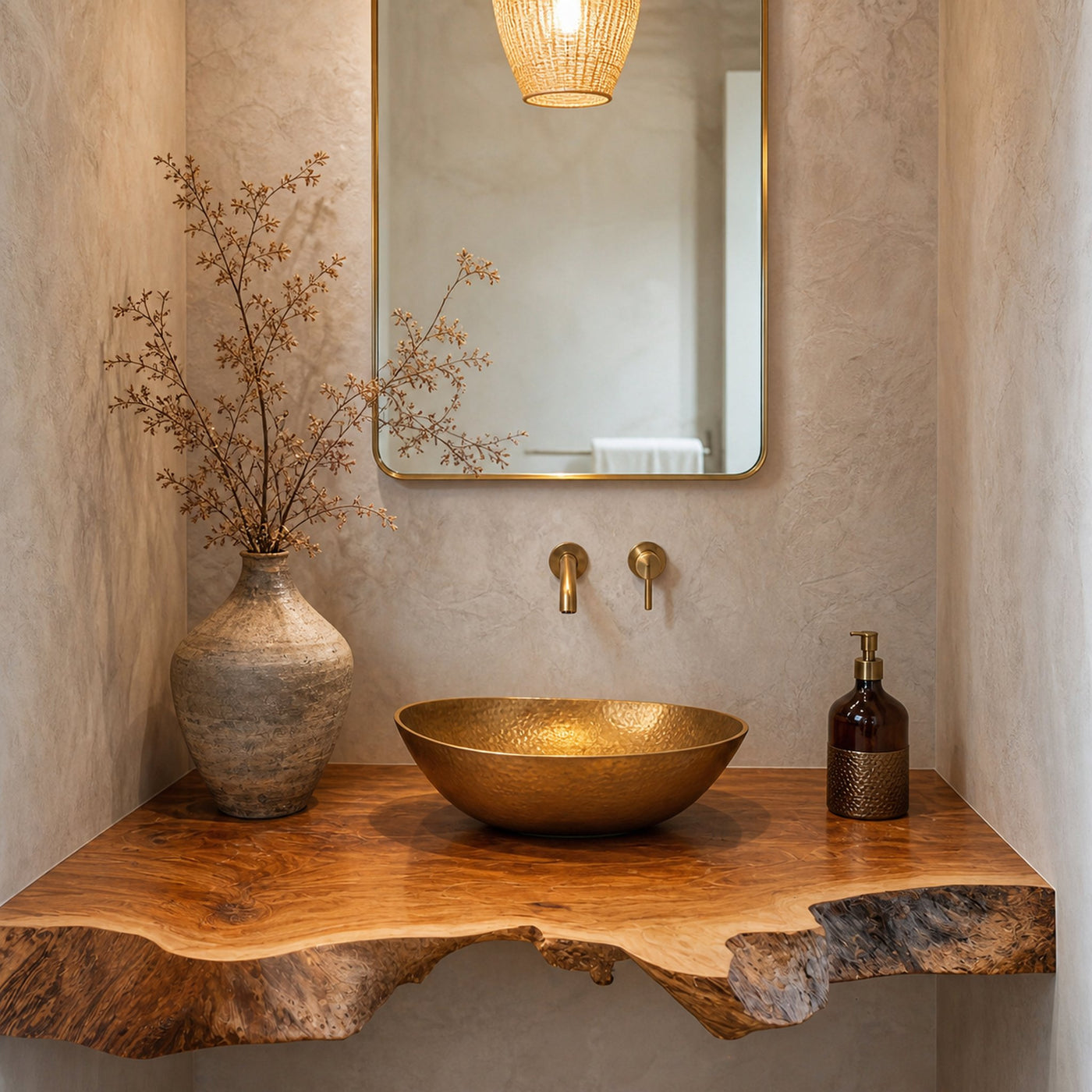 Mid Century Solid Wood Vanity For Bathroom Decor