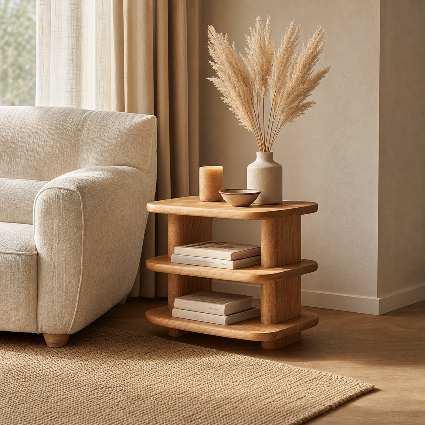 Mid Century Storage Side Table Living Bedroom Accent