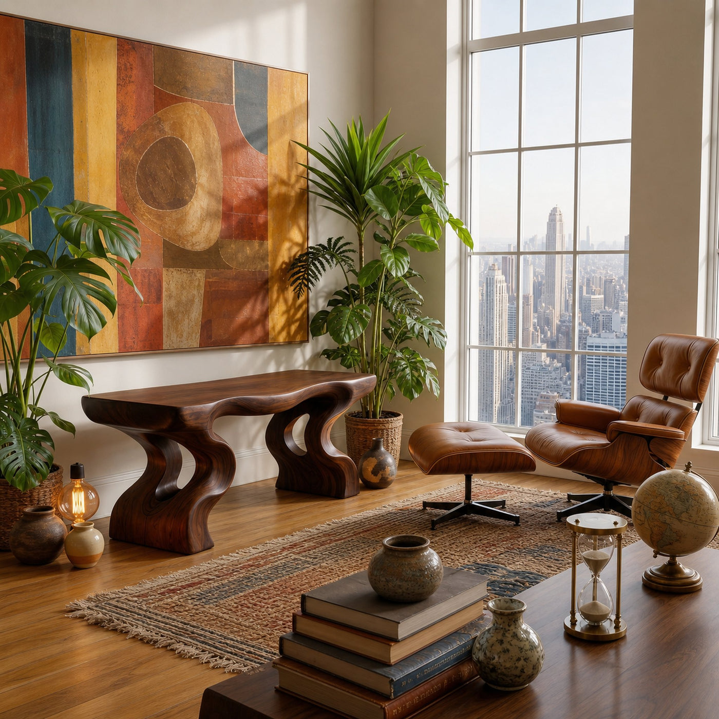 Mid Century Wave Leg Curved Bench For Living Interior Space - product view 7