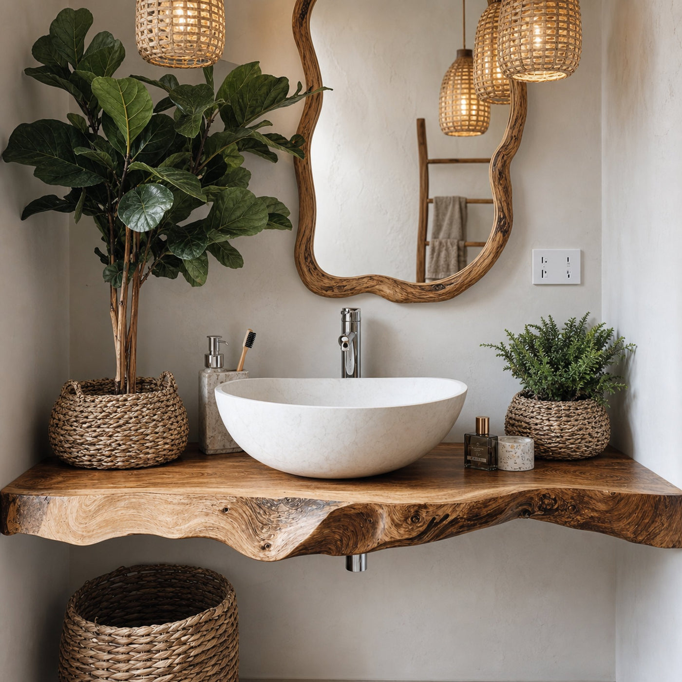 Mid Century Wooden Floating Vanity For Bathroom Design