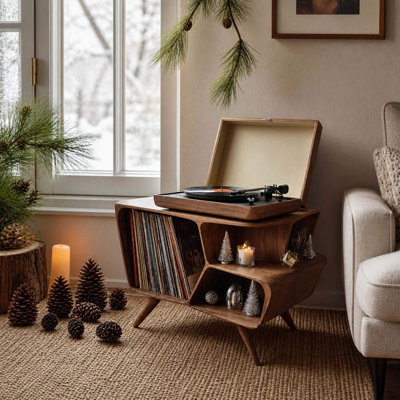 Mid Century Wooden Record Stand For Living Room Christmas Gift - product view 6