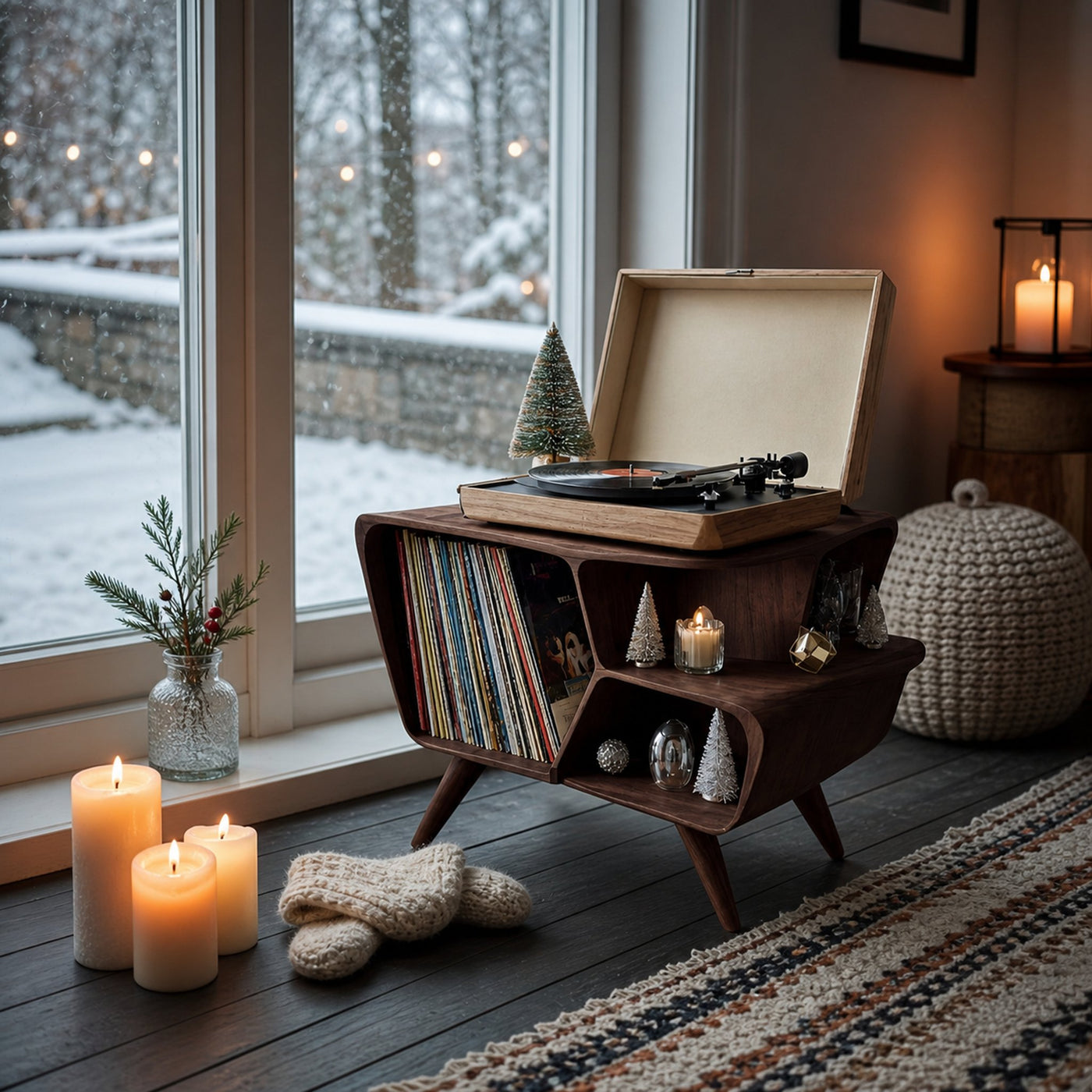 Mid Century Wooden Record Stand For Living Room Christmas Gift - product view 7